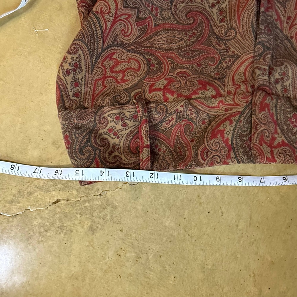 Mid Rise‎ Brown Paisley Print Wide Leg Dress Pants Thick Waist Band Vtg - Picture 6 of 9